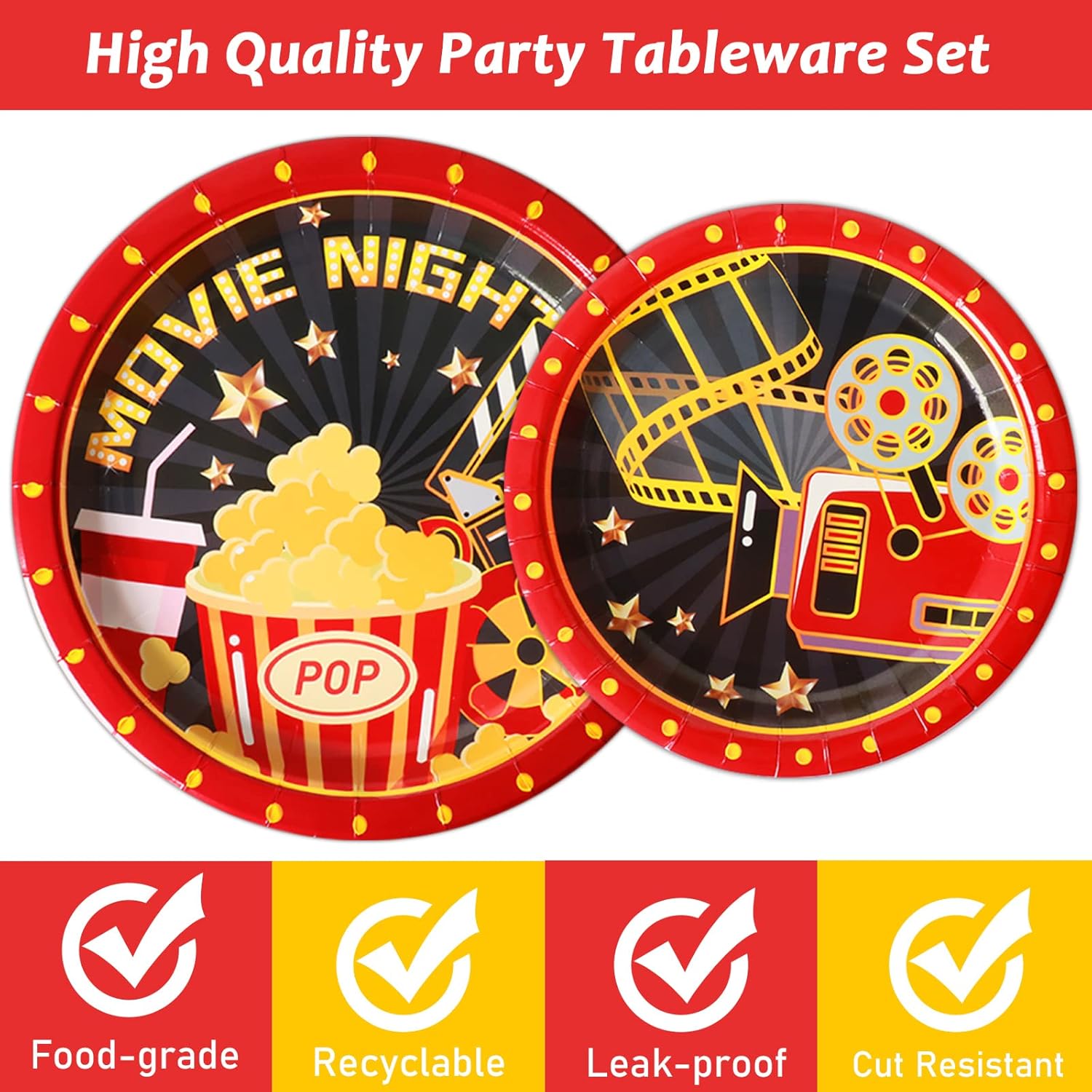 96 Pcs Movie Night Party Supplies Set for 24 Guests