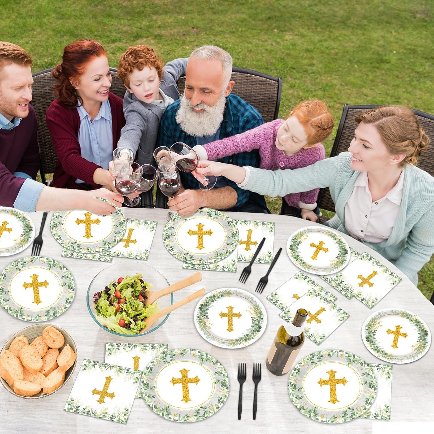 200 Pcs God Bless Party Plates Set for Baptism Ceremony