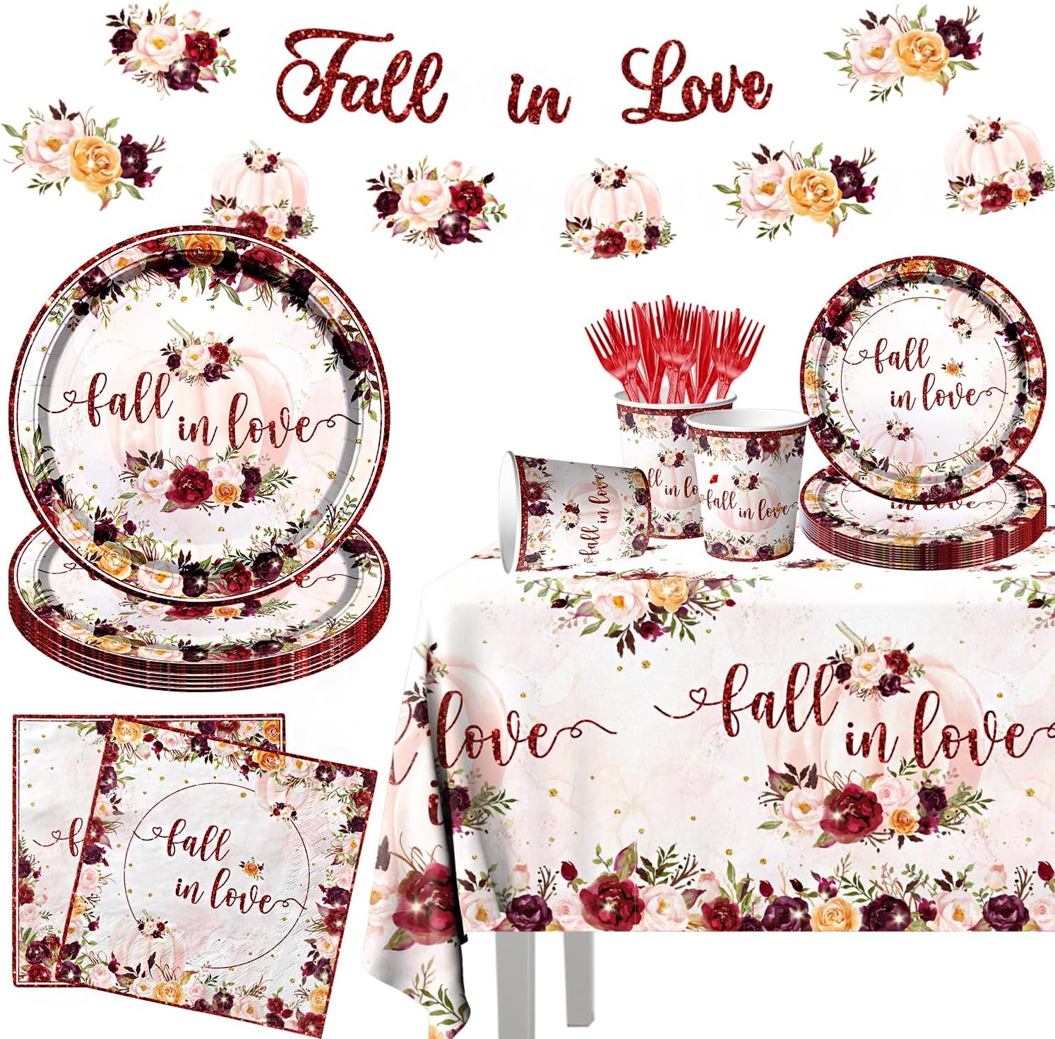Lenyunge Fall Bridal Shower Party Decor 142pcs Set