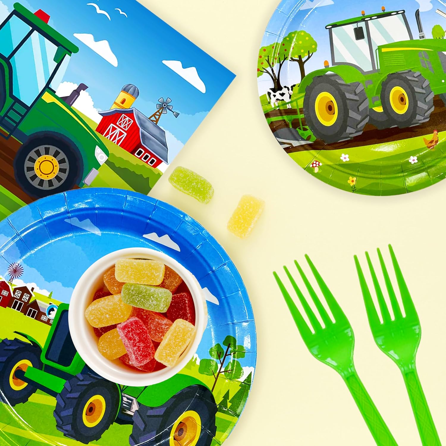 Tractor Birthday Party Supplies Set 100 Pcs
