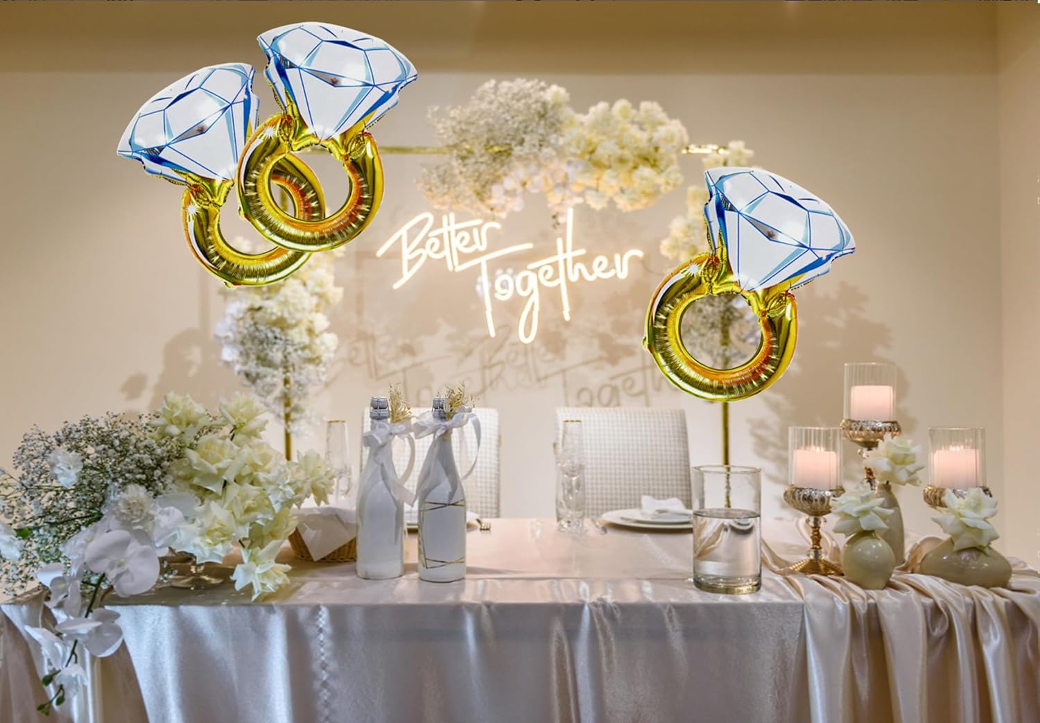 3Pcs Diamond Engagement Mylar Balloons Wedding Party Decorations