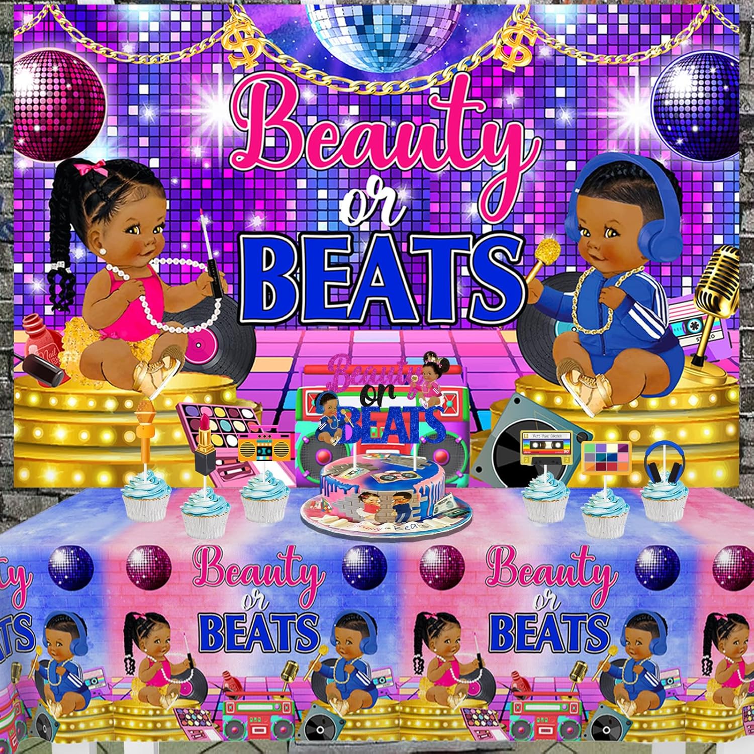 Funmemoir Hip Hop Gender Reveal Table Cloth Decorations