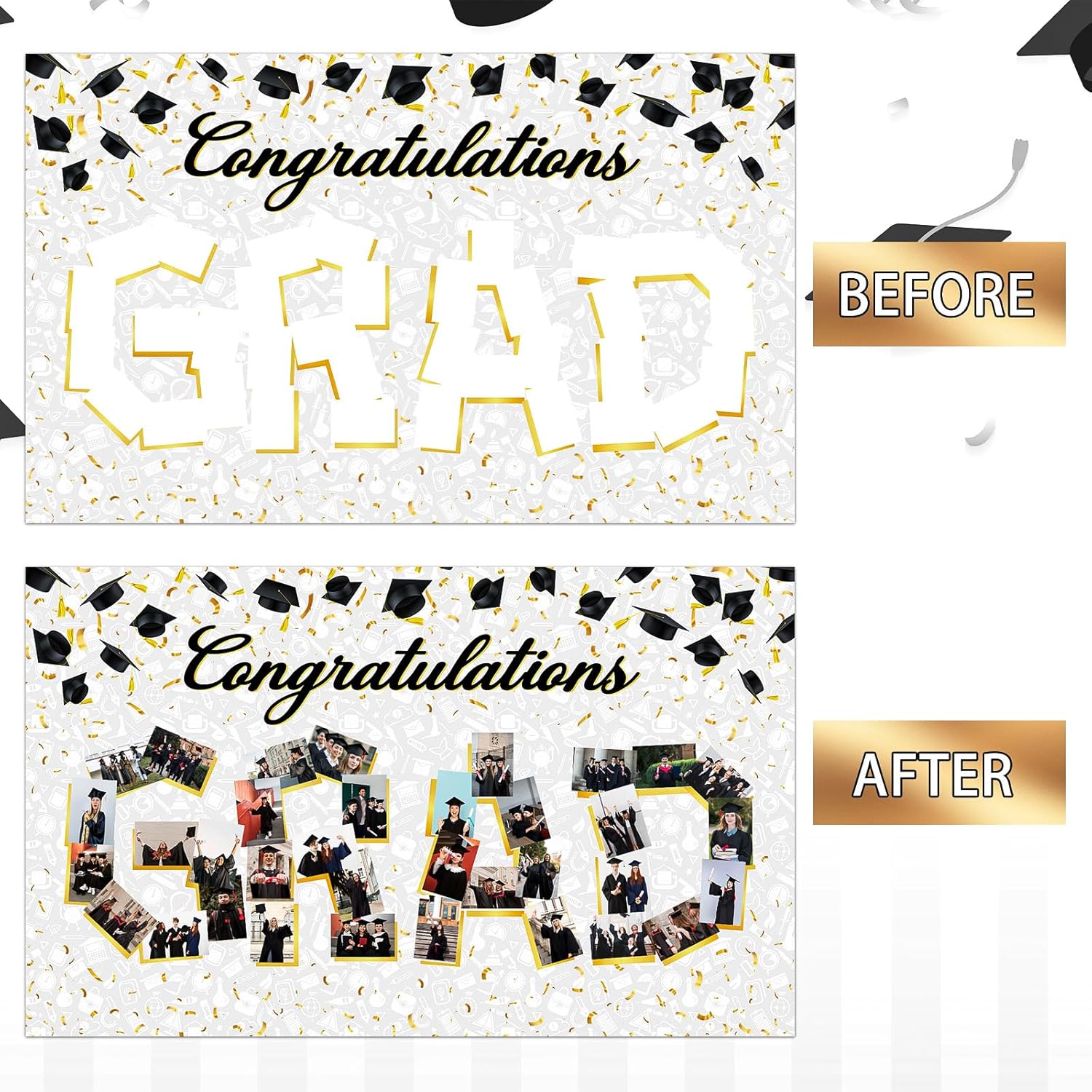 Large Graduation Photo Banner 72x44 Inch for 2025 Ceremony