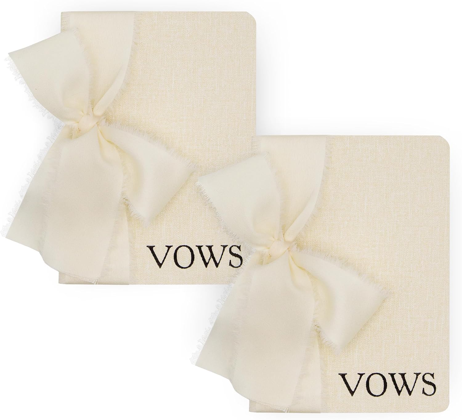 Cream Embossed Slim Vow Books with Ribbon Set of 2