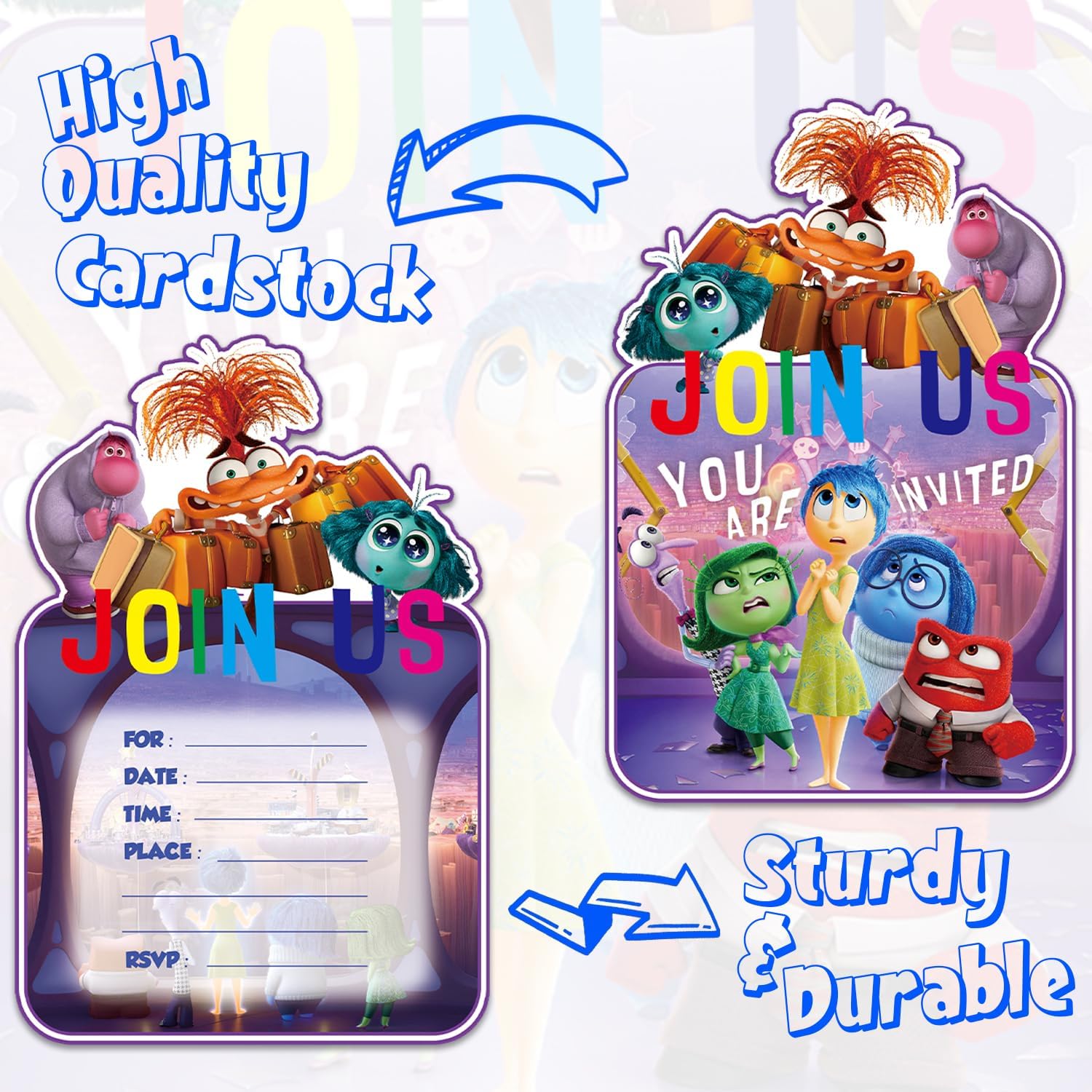 20 Packs Inside Out Birthday Invitation Cards