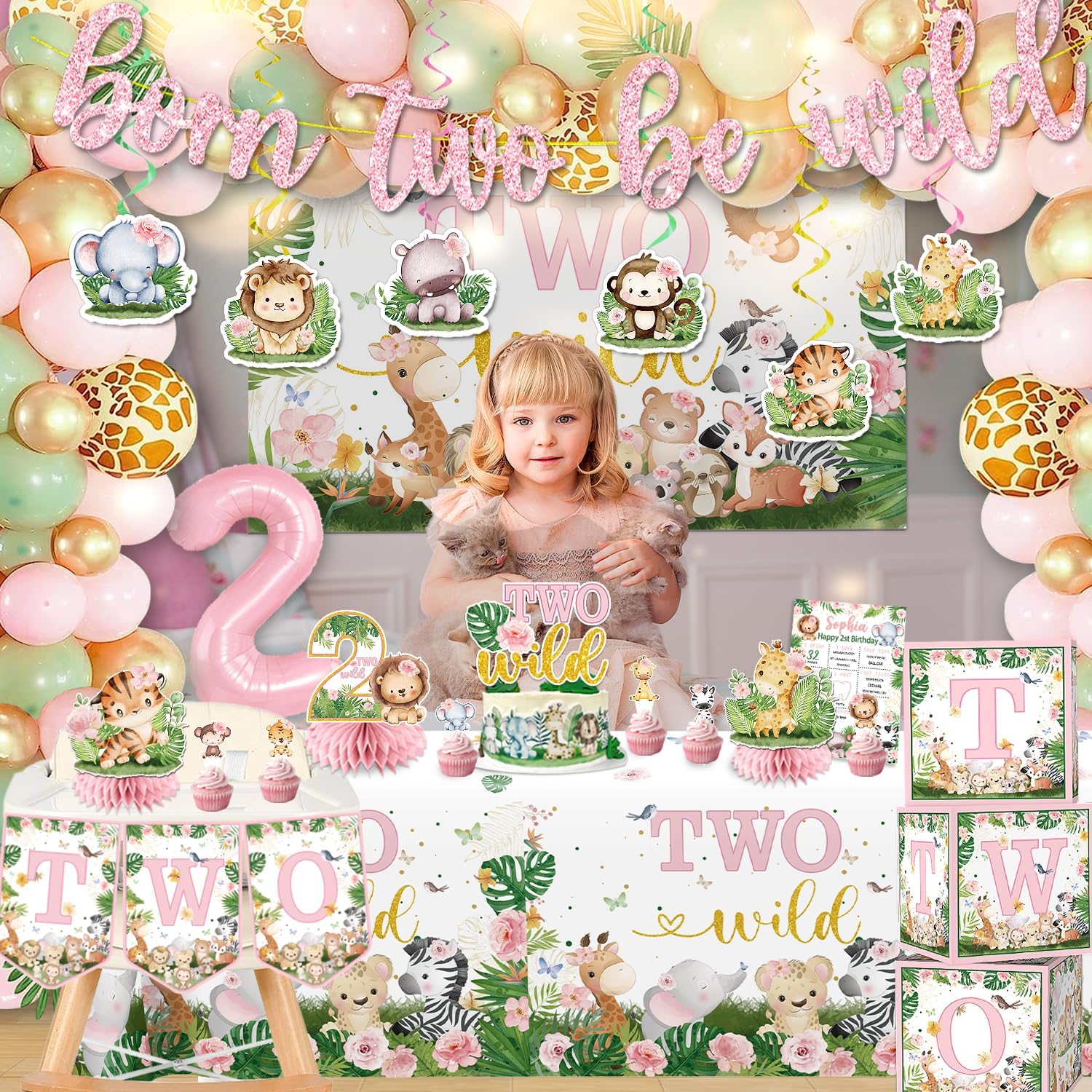 Cocomigo 128Pcs Two Wild Birthday Decorations Girl Kit
