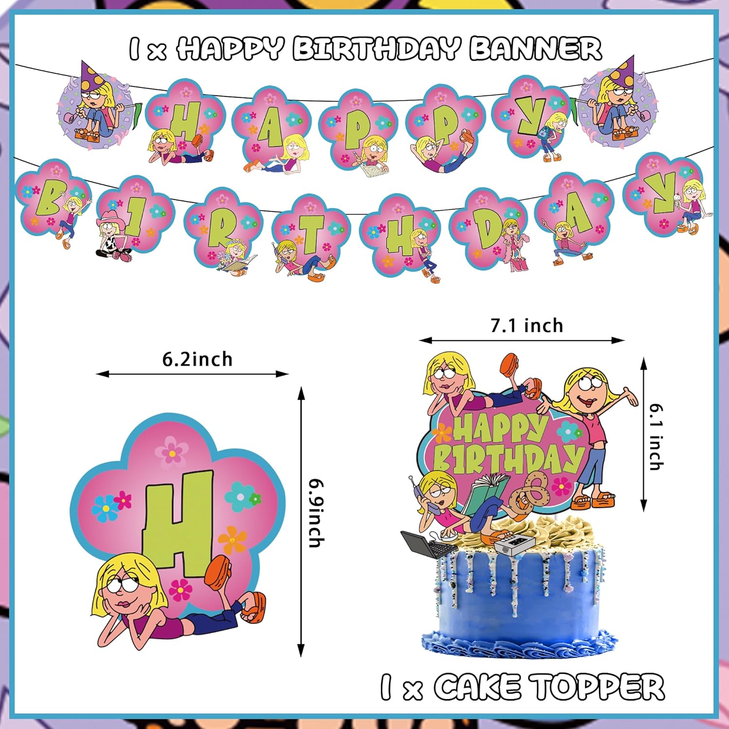 Cartoon Girls Birthday Party Decoration Kit