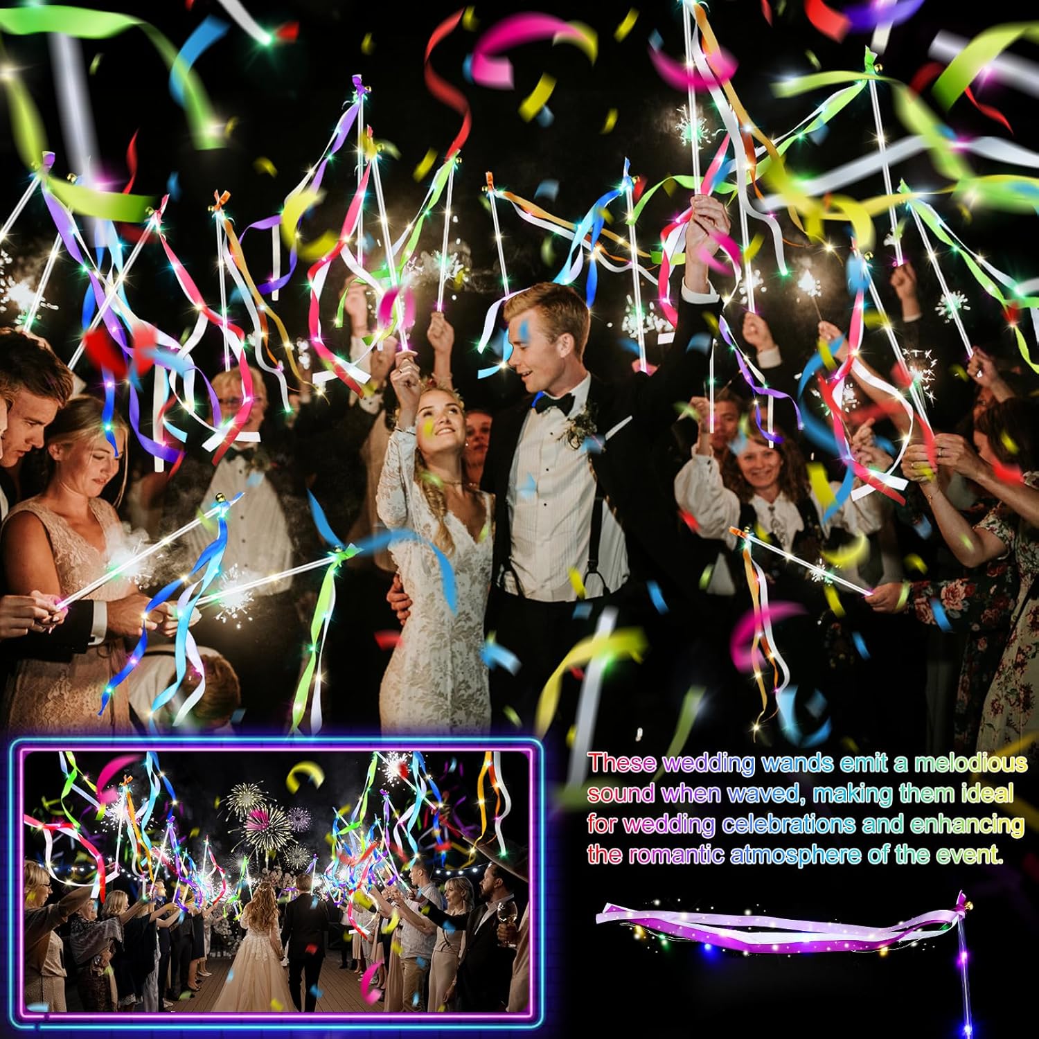 42 PCS LED Fairy Wands with Bells for Wedding and Party