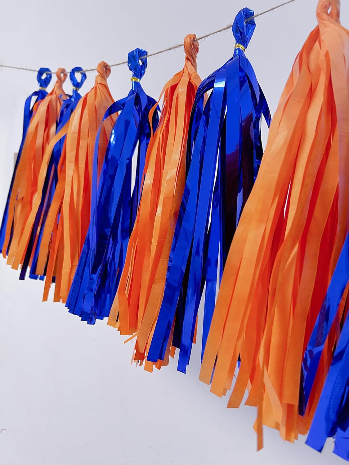 Blue and Orange Tassel Garland Decor Kit