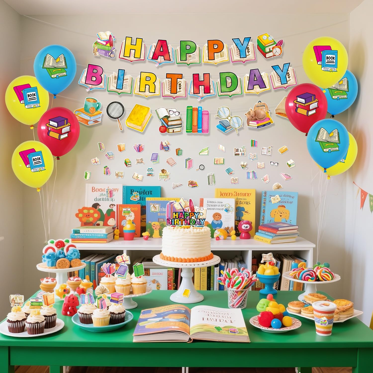 Book Themed Birthday Party Decorations Set