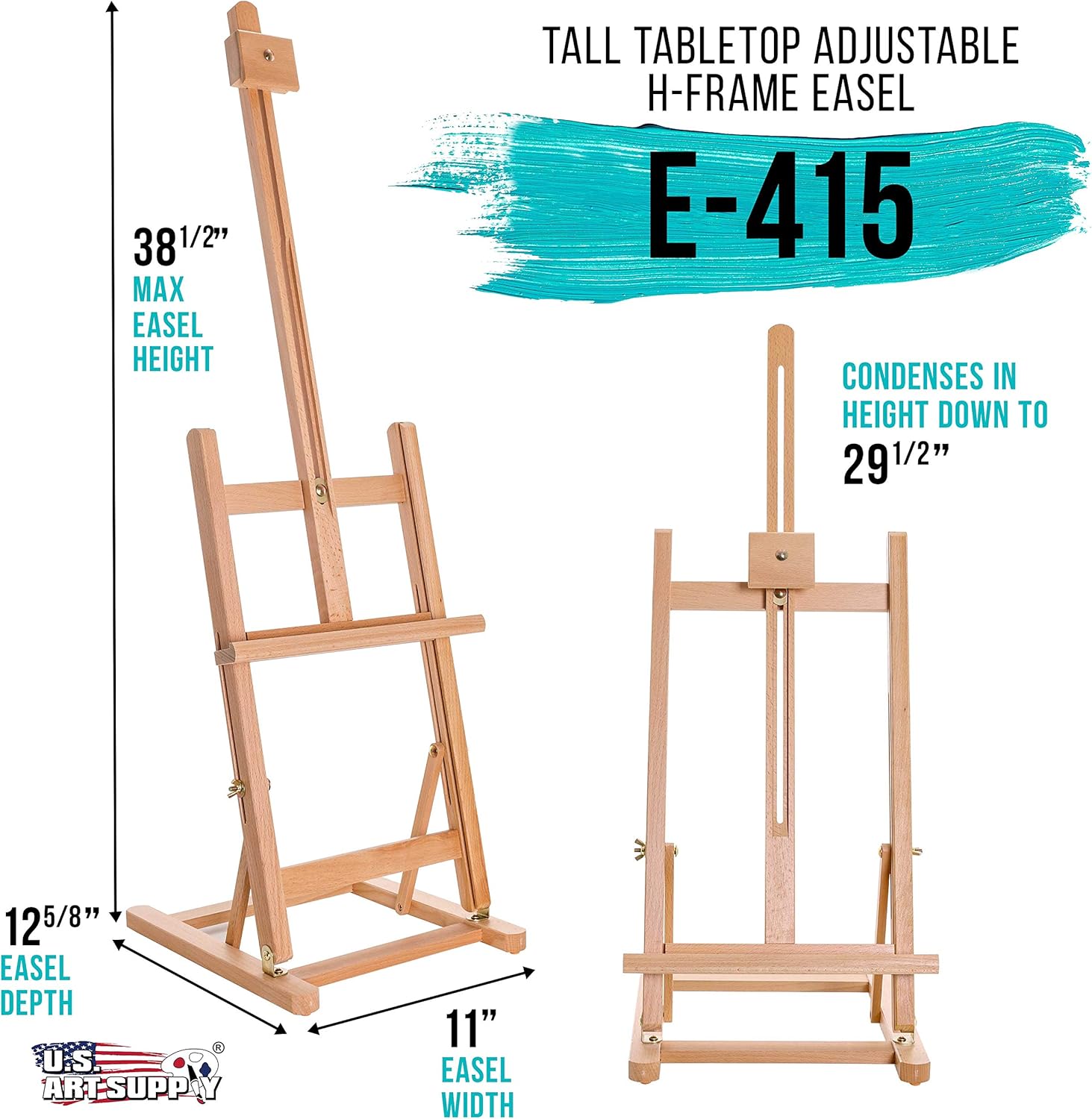 Us Art Supply 38 High Wooden H Frame Easel for Painting