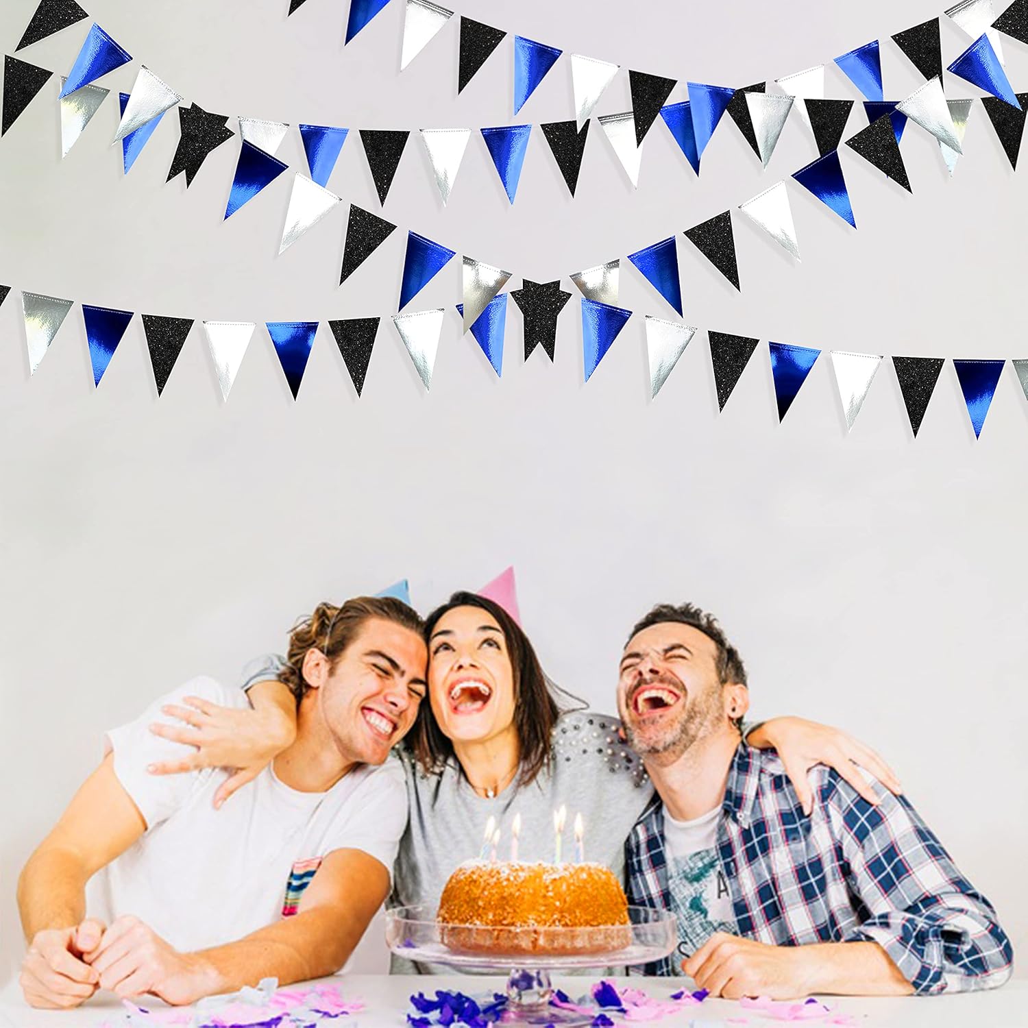 30 Ft Royal Blue Triangle Flag Bunting for Parties