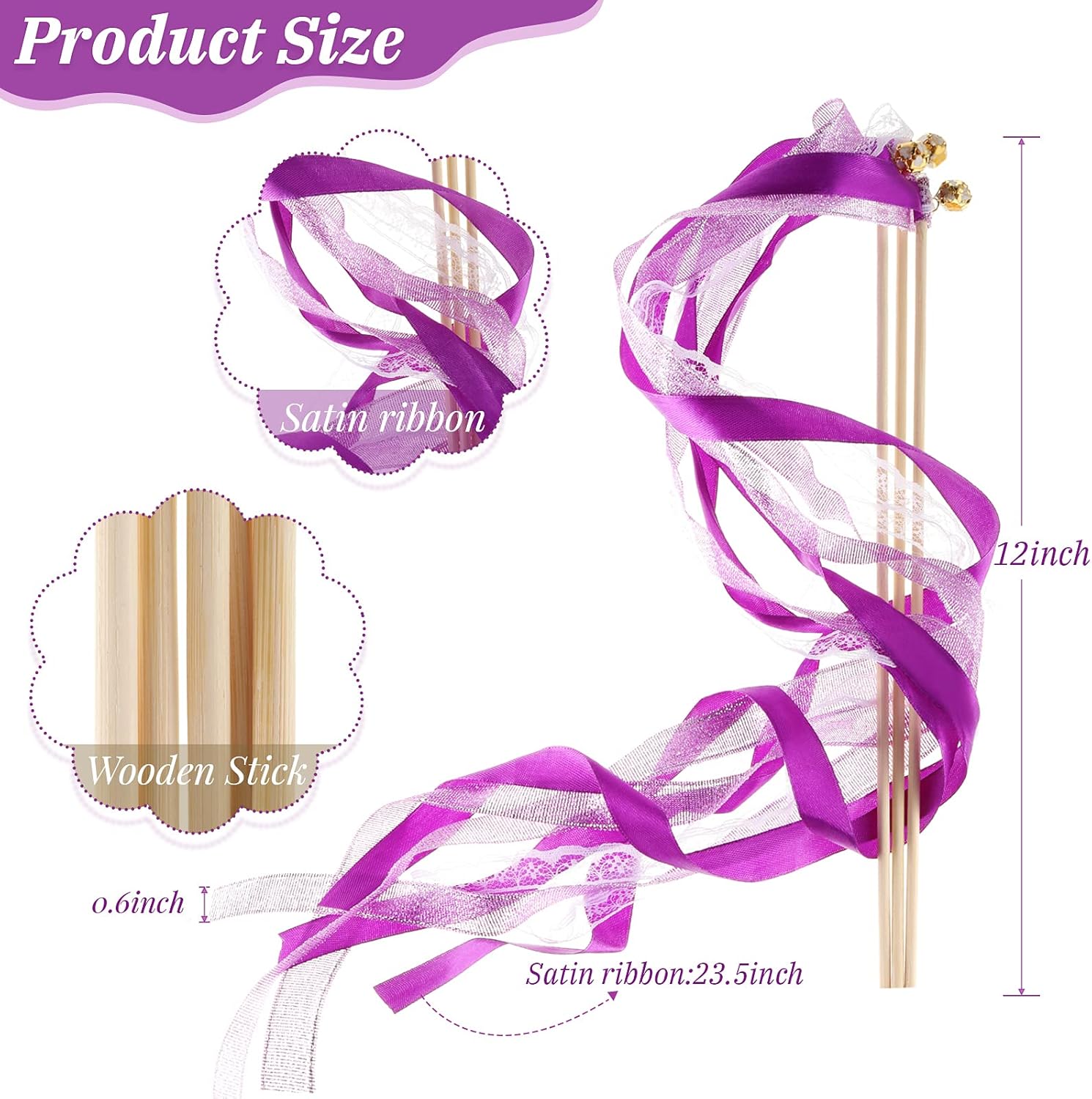 40 Pieces Chromatic Silk Wedding Streamers with Bells