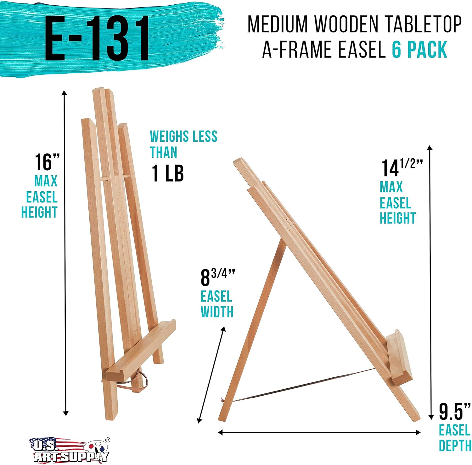 US Art Supply 14 Inch Medium Folding Table Easel Pack of 6