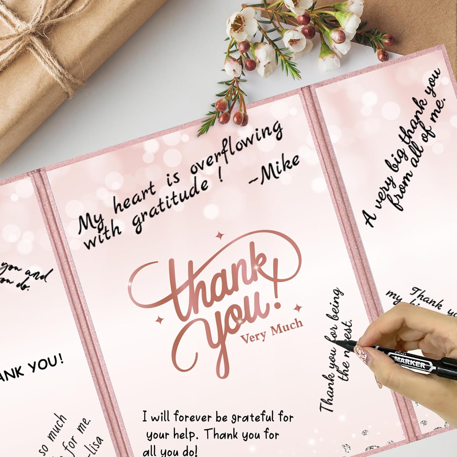 Vlipoeasn Thank You Signature Book Rose Gold Guestbook Alternative