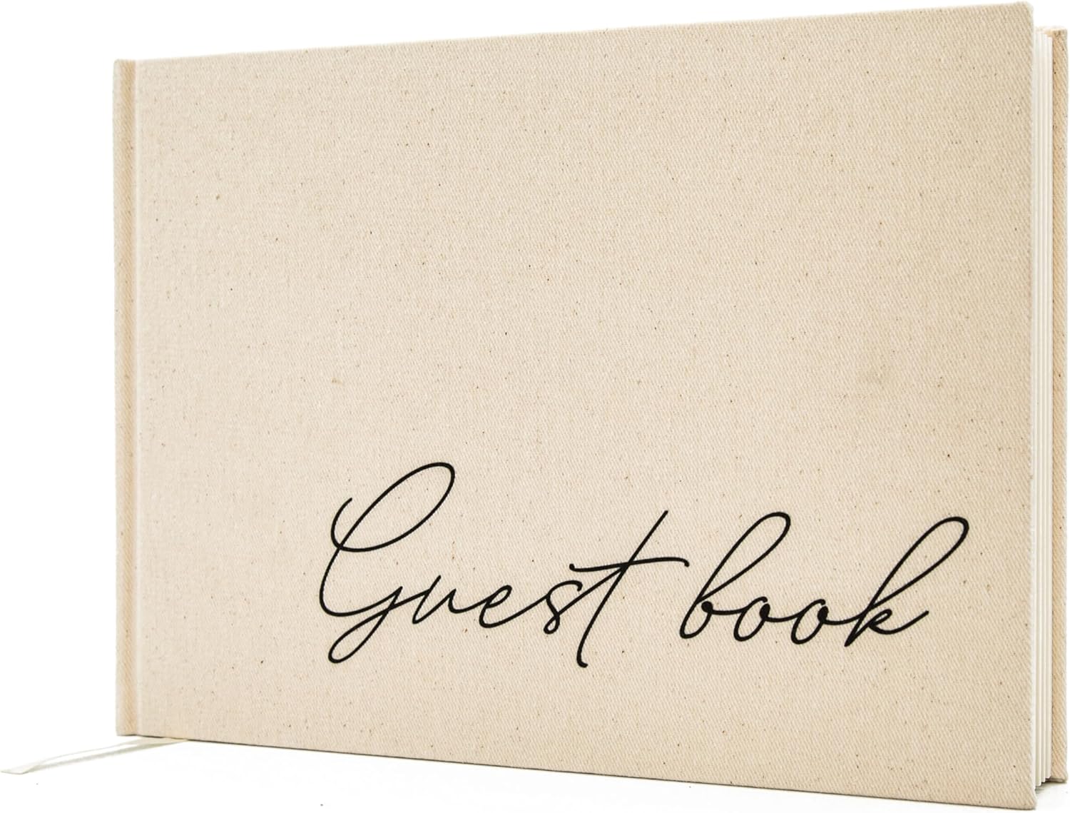 Cream Guest Book - 95x7 Linen Hardcover for Events