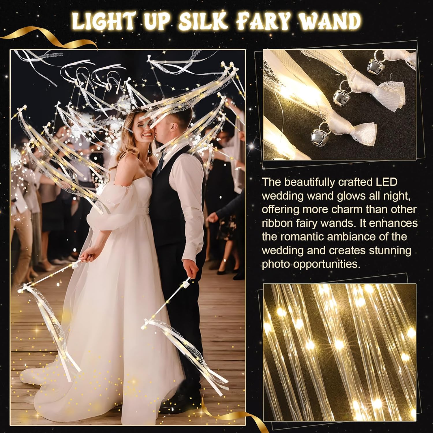 50 Pcs LED Wedding Wands with 3 Flashing Modes