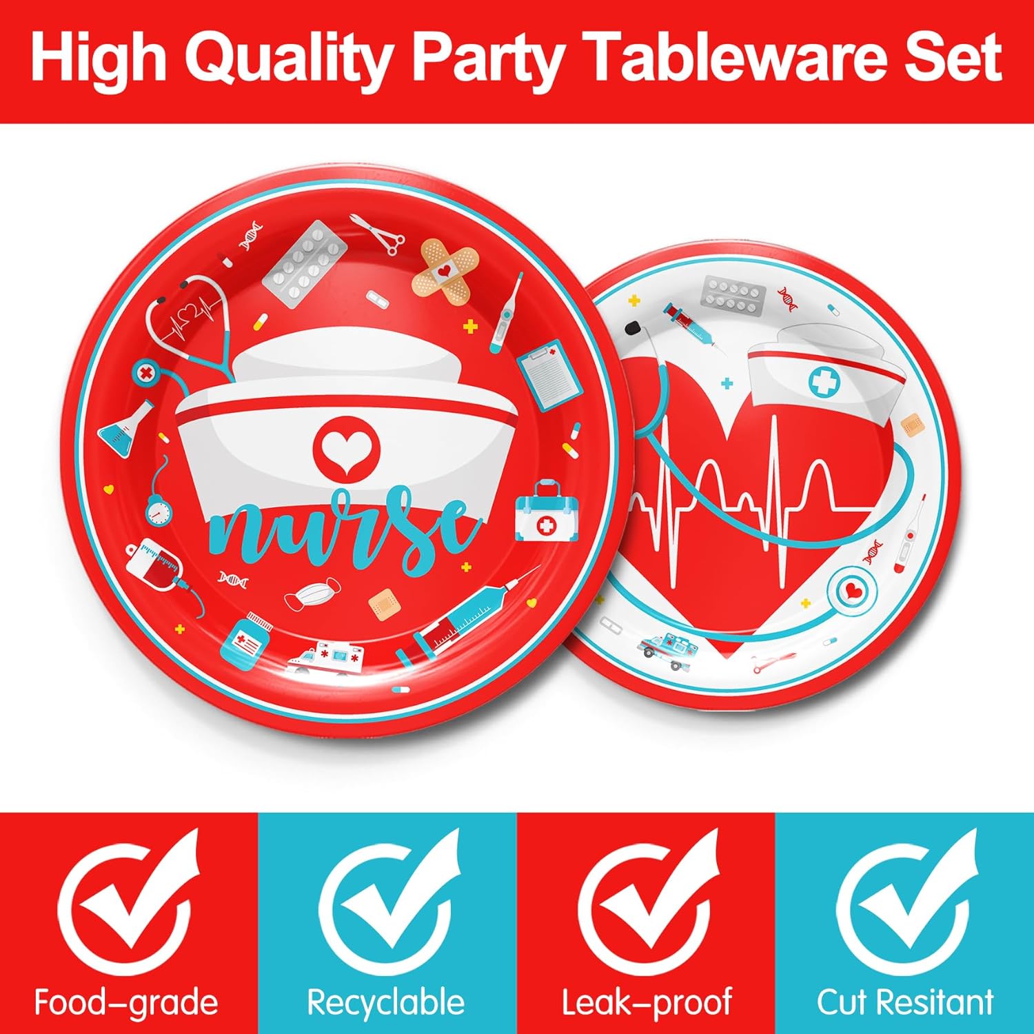 Nurse Graduation Party Tableware Set for 24 Guests
