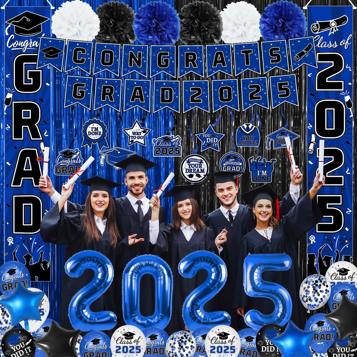 2025 Graduation Party Decorations Blue Set