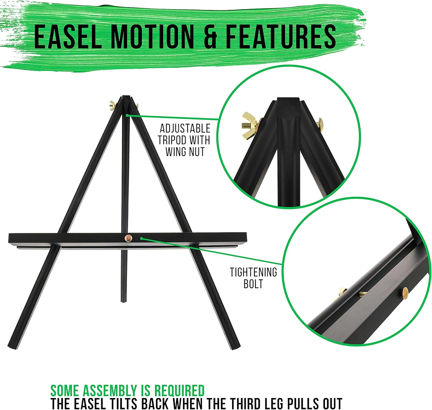 US Art Supply 12 Black Wood Easel 4 Pack