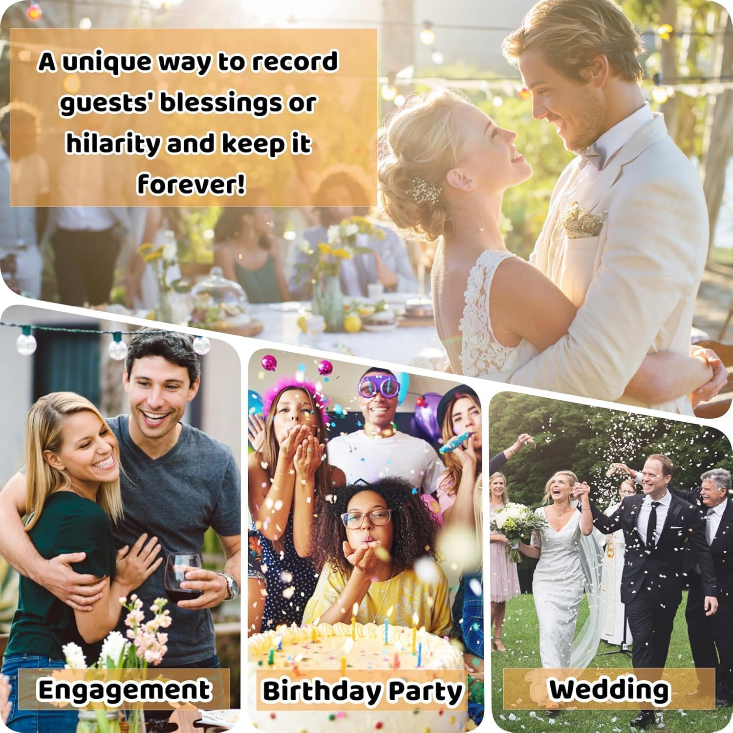 RetroVox Audio Guest Book Wedding Phone Black