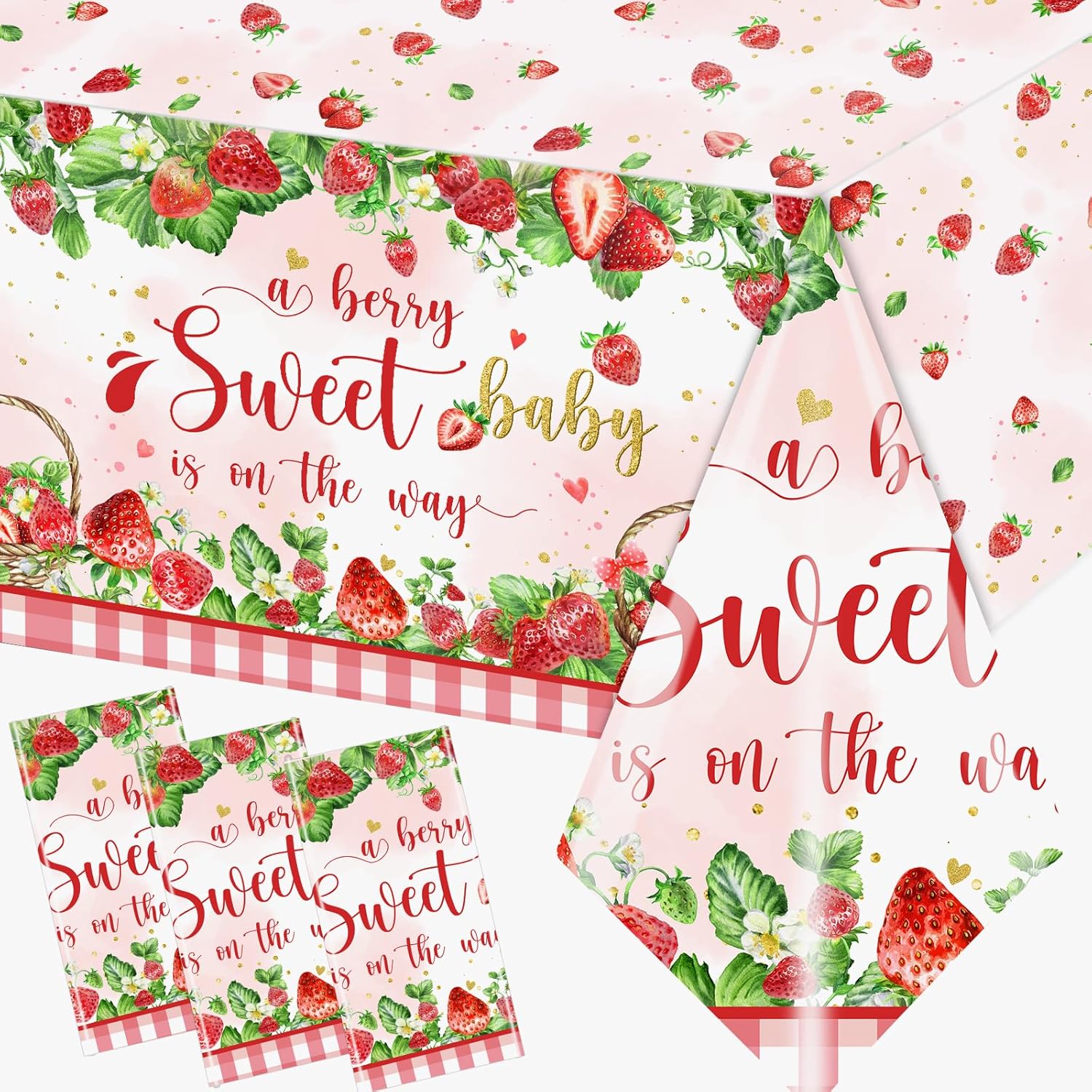 Strawberry Baby Shower Tablecloth Set of 3