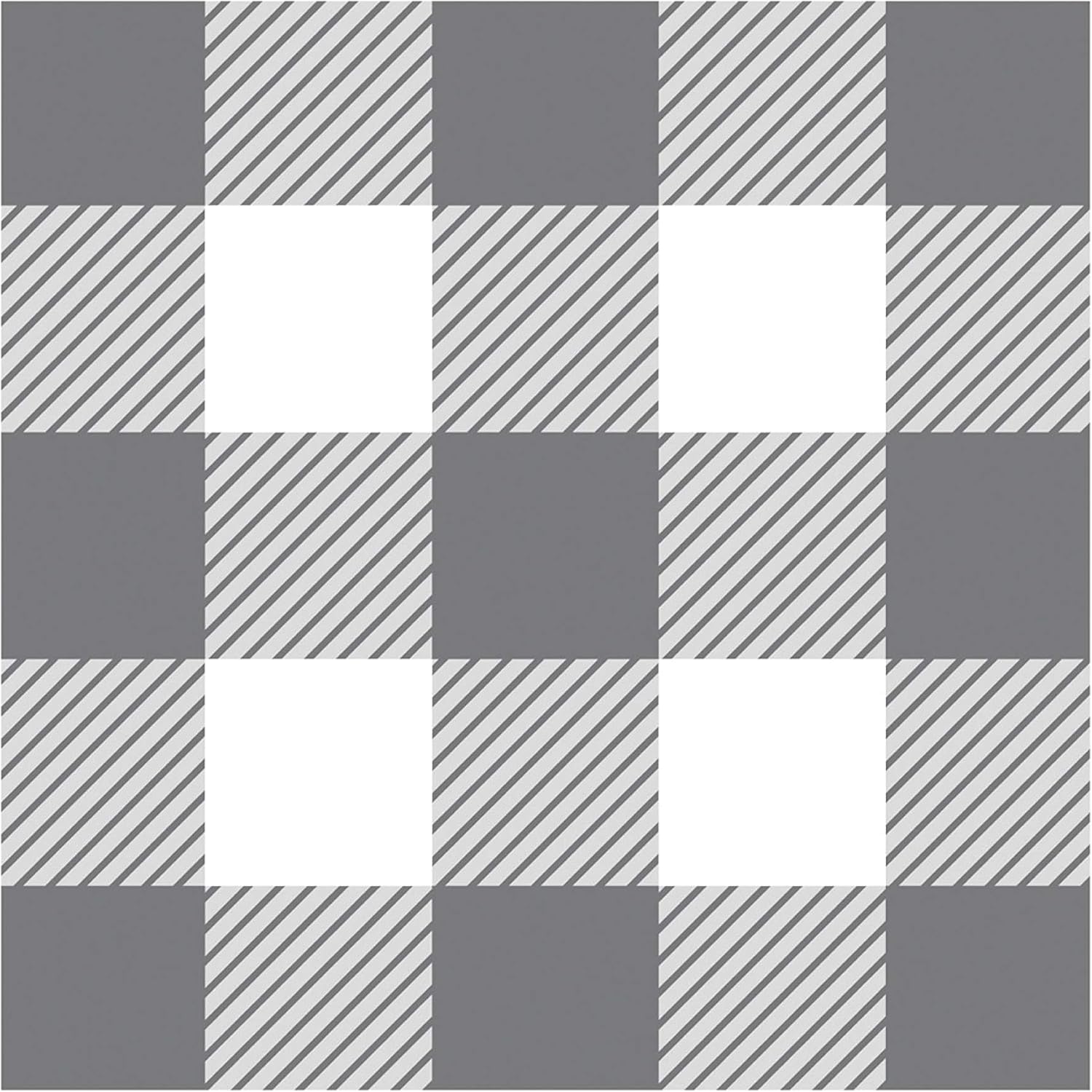 Gray and White Buffalo Check 30 x 96 Plastic Tablecloth