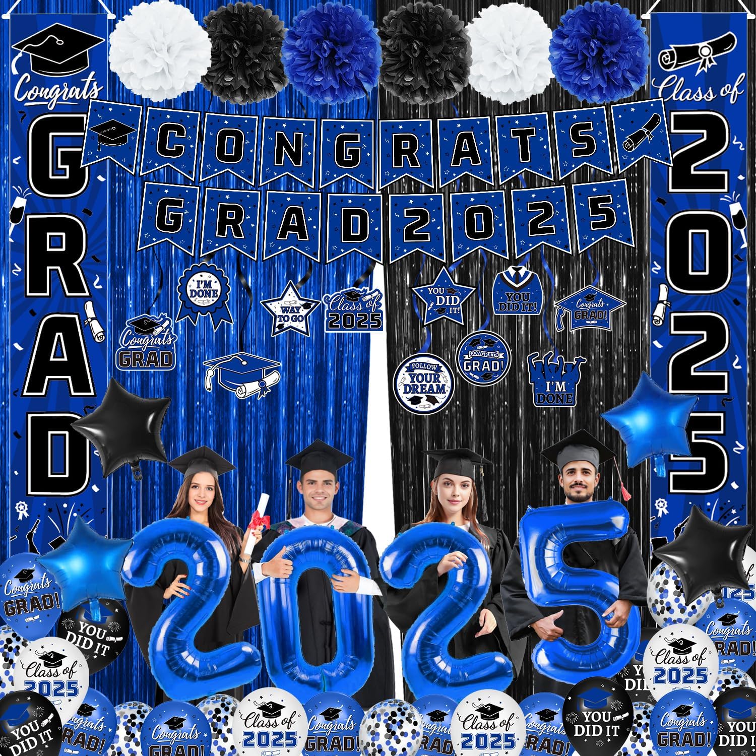 2025 Graduation Party Decorations Blue Set
