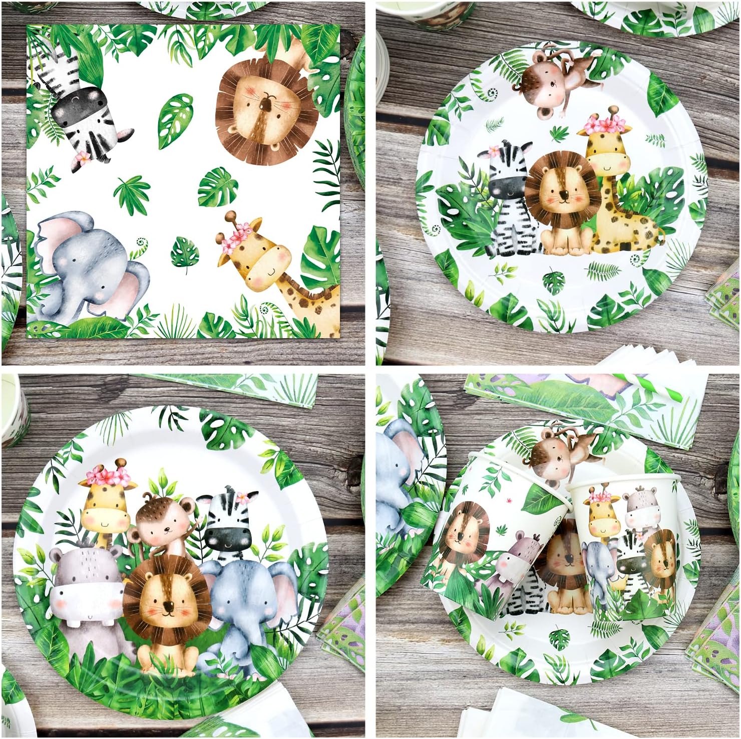 Safari Jungle Birthday Tableware Set for 20 Guests