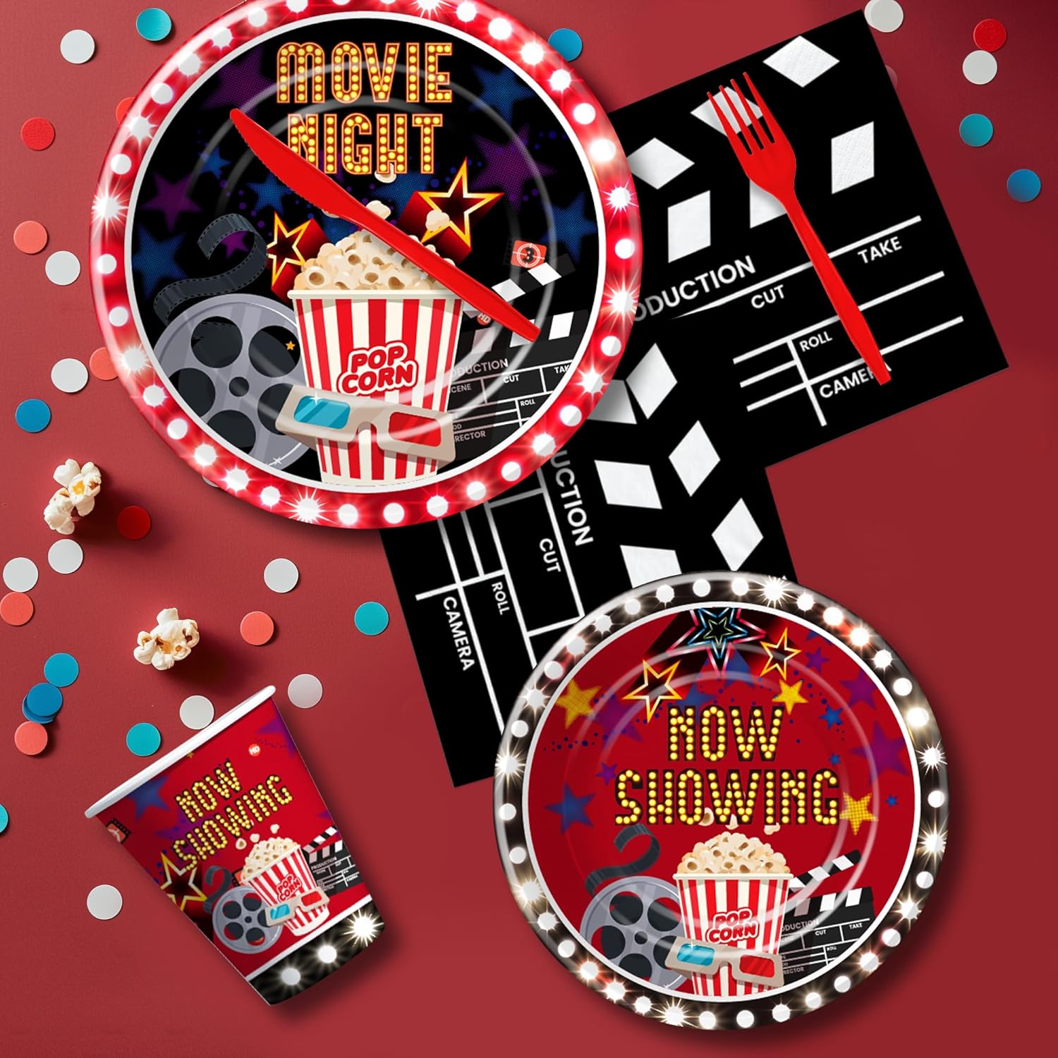 Movie Night Party Decorations Tableware Set Serves 24