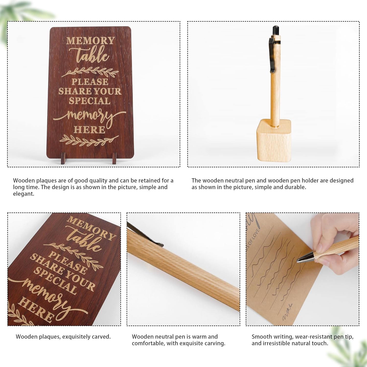 PREKIAR Wooden Guest Book Set for Memorial Service