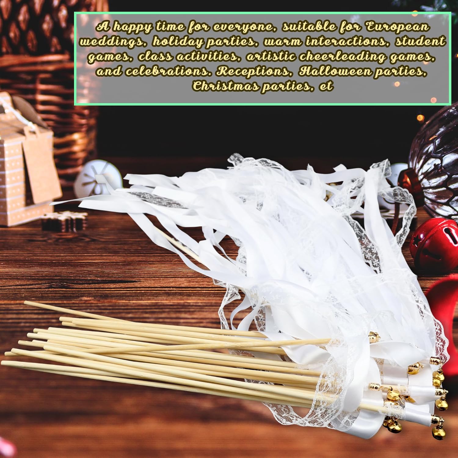 40 Piece Wedding Ribbon Stick With Bell