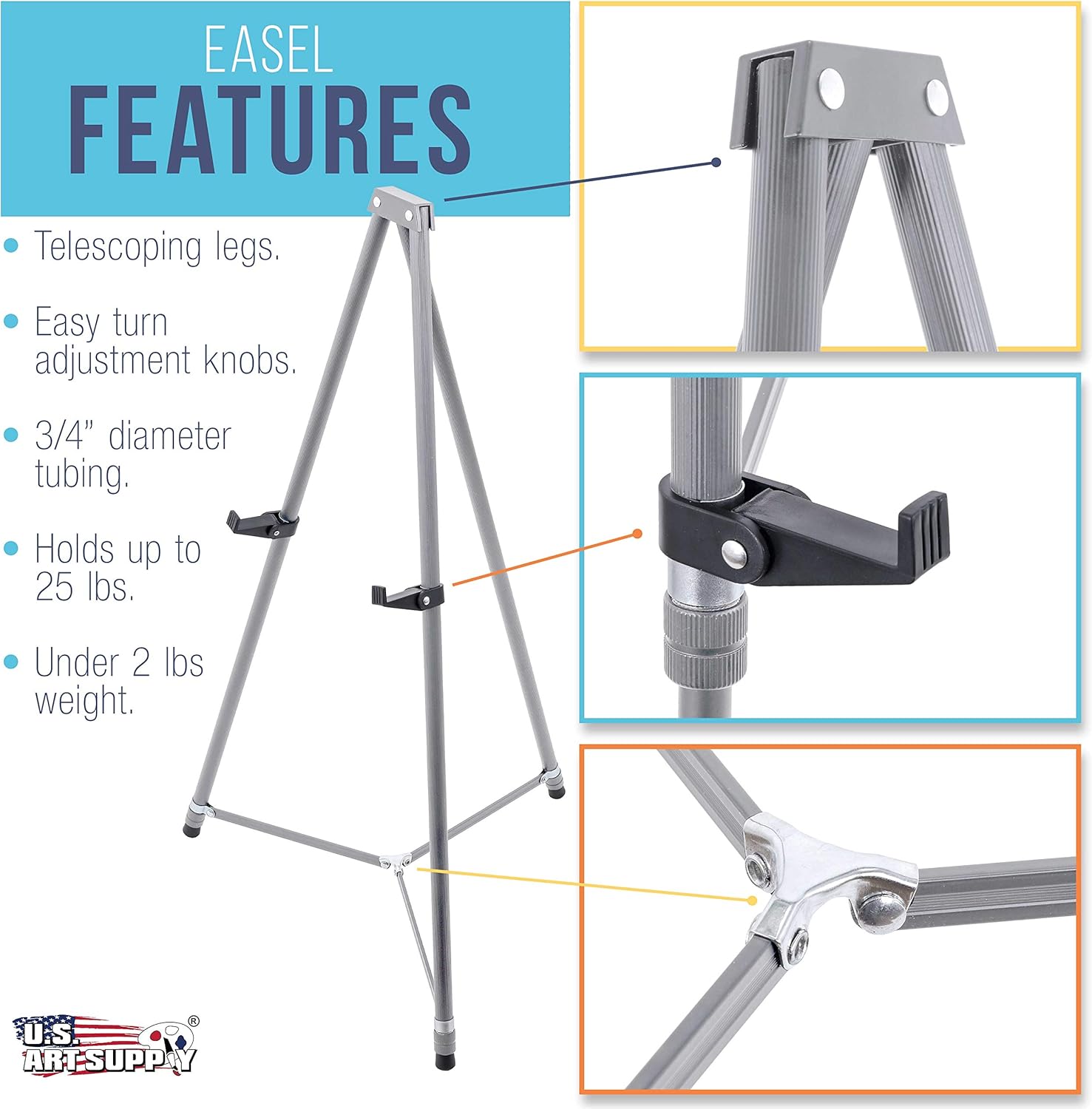US Art Supply 66 Adjustable High Gallery Silver Metal Easel 10 Pack