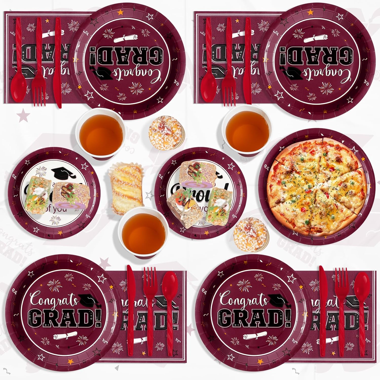 2025 Graduation Plates Napkins Set for 50 Guests
