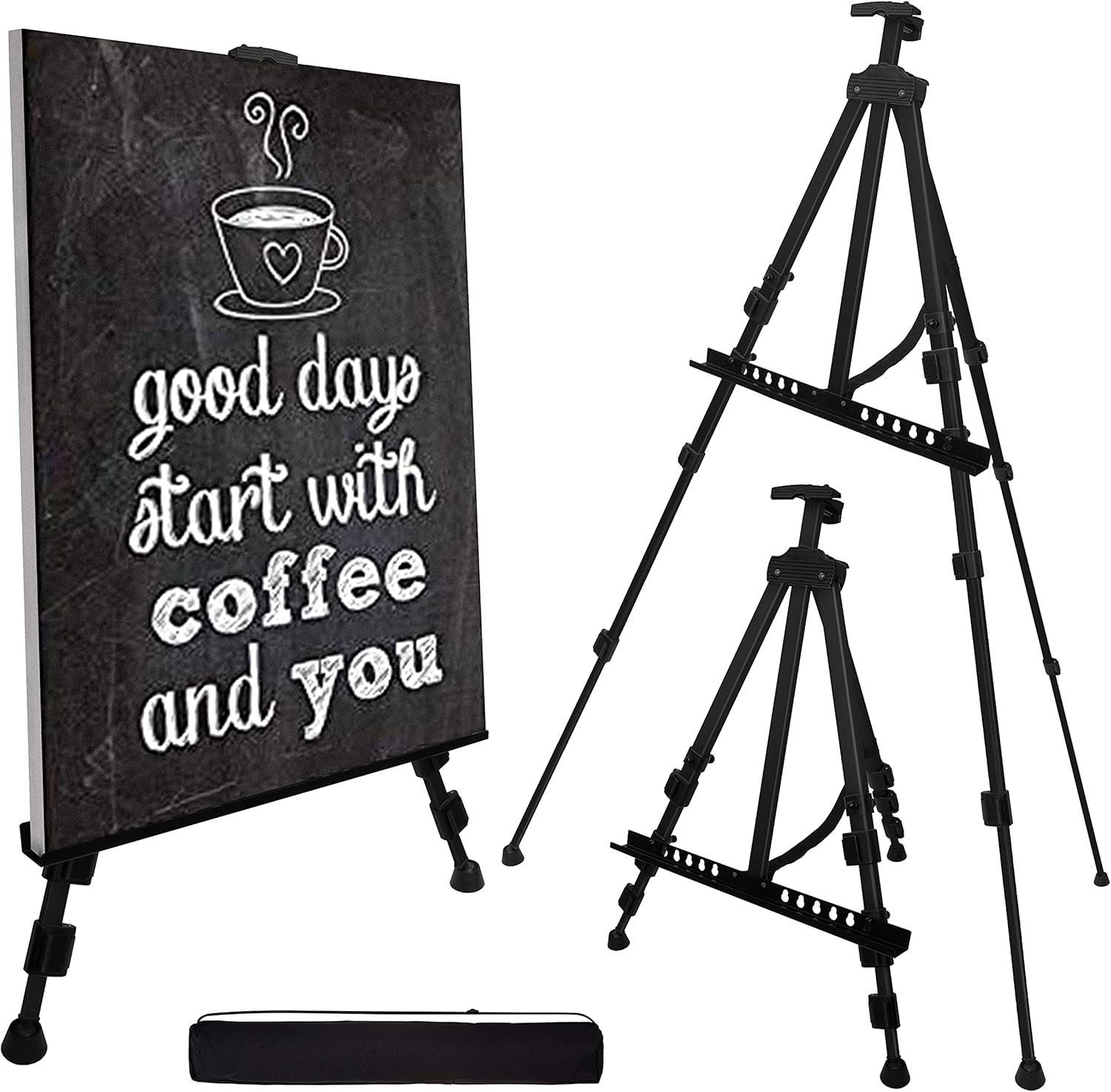 ARTIFY 66 Inch Double Tier Easel Stand Black 2Pack