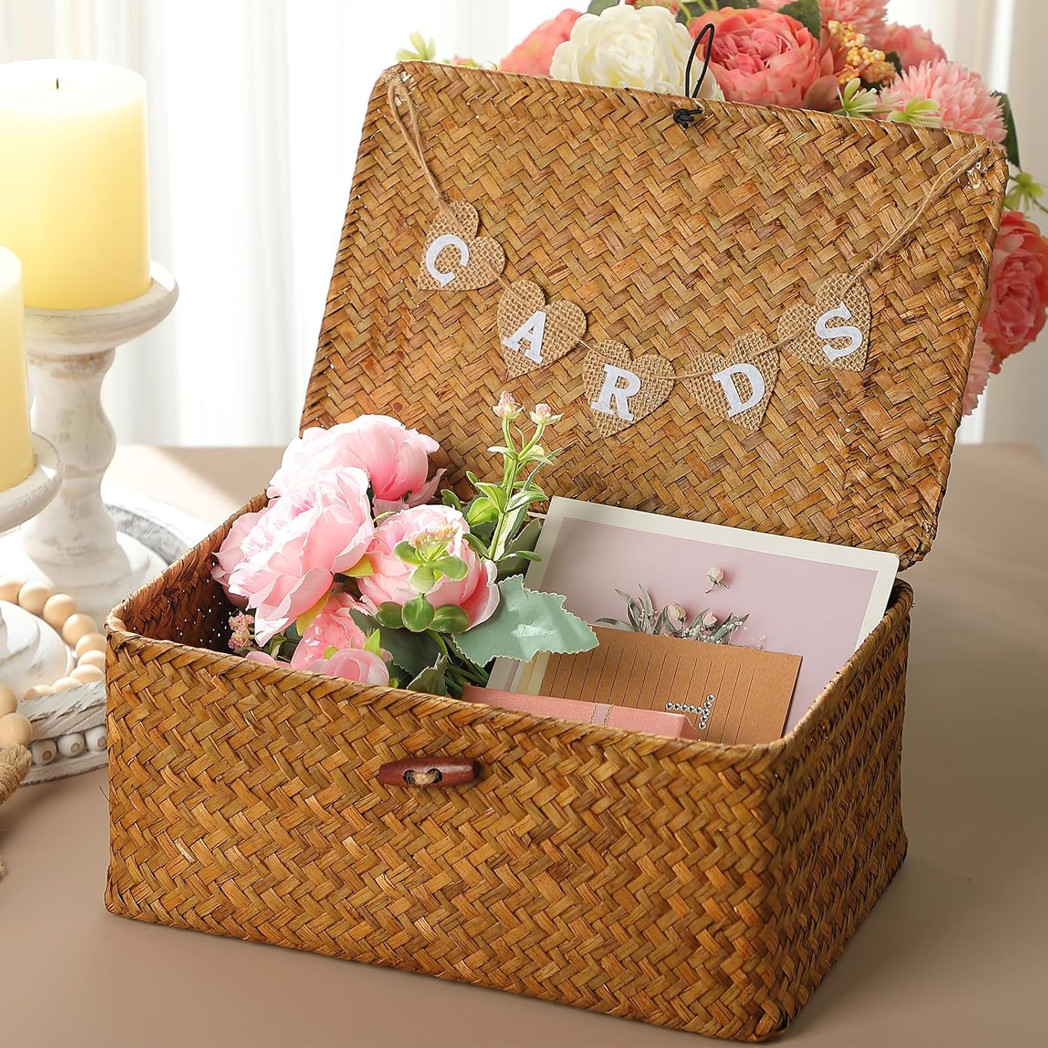 Geelin Sea Grass Wedding Card Basket With Flag