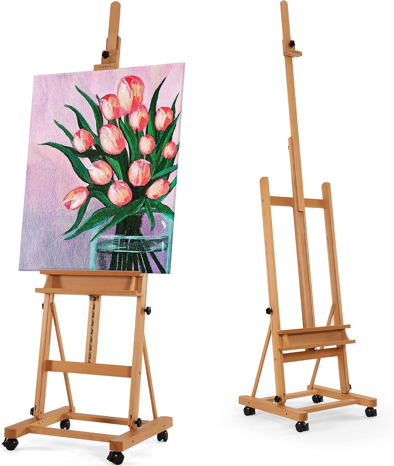 VISWIN Adjustable H-Frame Easel with 4 Wheels