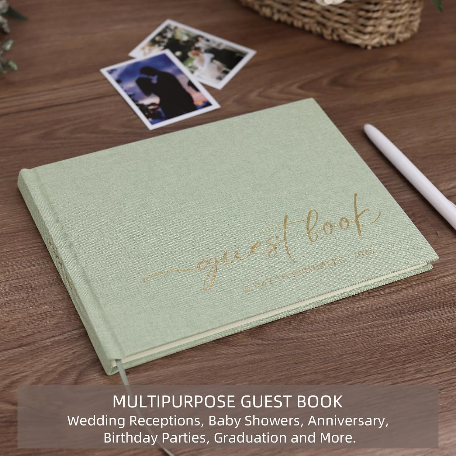 Elegant Guest Book with Linen Cover and 100 Pages