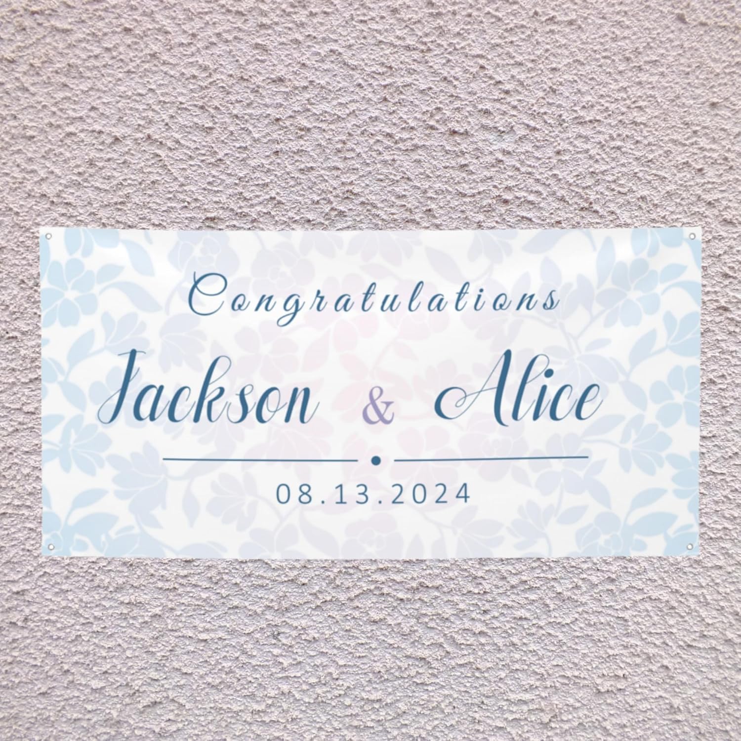 Custom Wedding Banner with Elegant Abstract Leaves Design