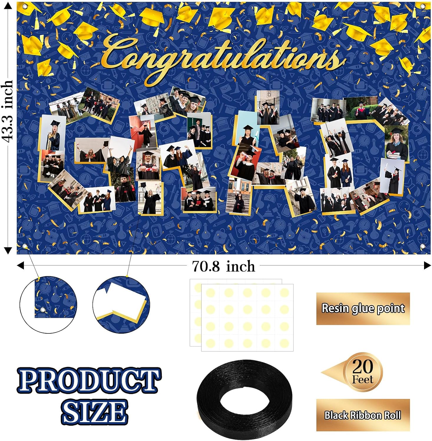 Extra Large Graduation Photo Banner 72x44 Inch