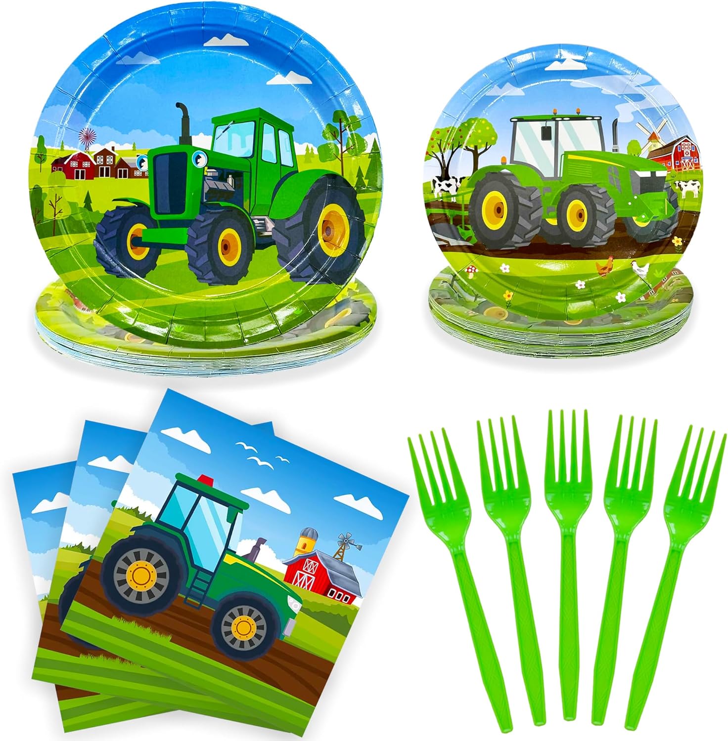 Tractor Birthday Party Supplies Set 100 Pcs