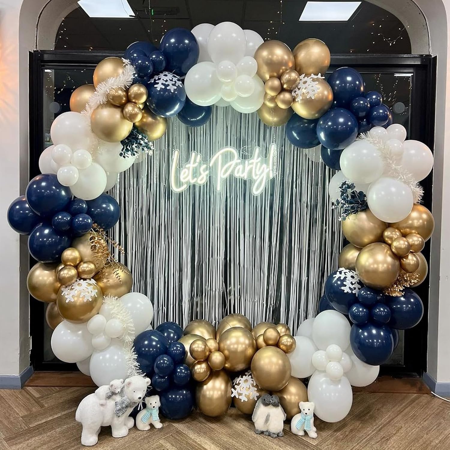 Navy Blue Gold Balloons Arch Kit 134pcs