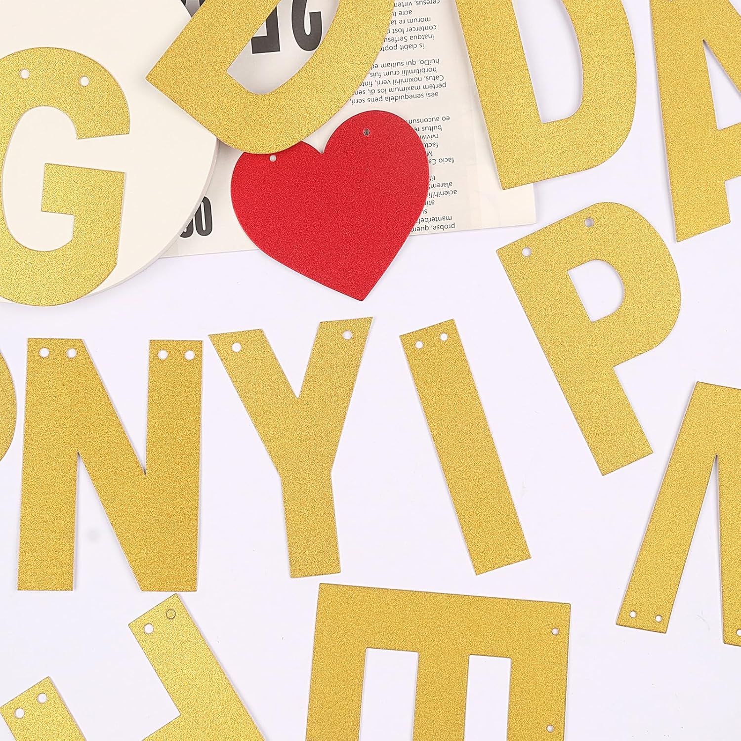 Totelux Gold Glitter Wedding Banner with Heart Design