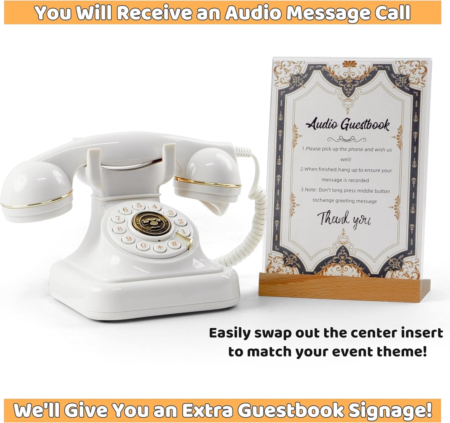 RetroVox Audio Guest Book Wedding Phone Guestbook with Voicemail
