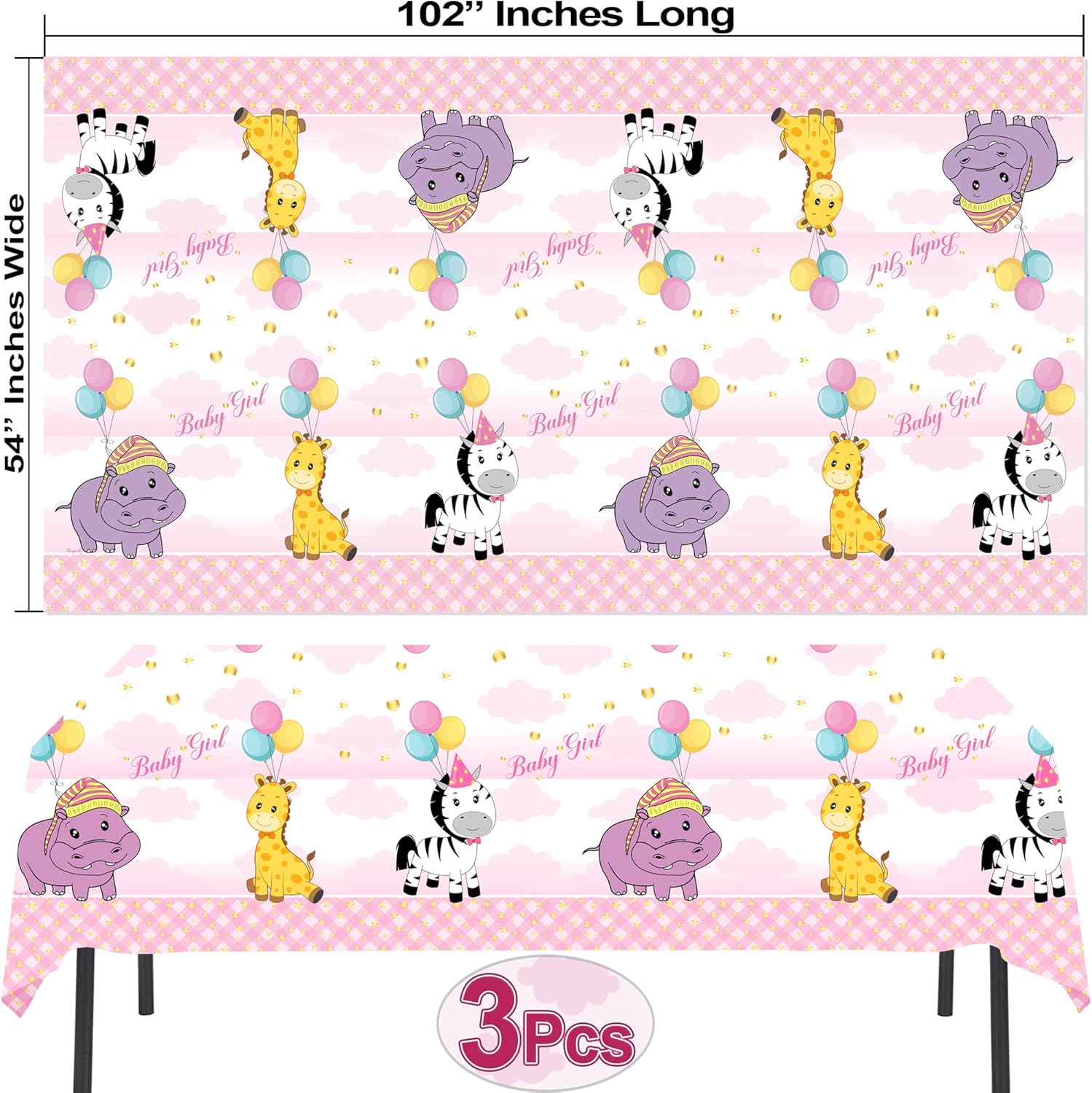 AnapoliZ Baby Girl Tablecloth Set 3 Pcs 54x102