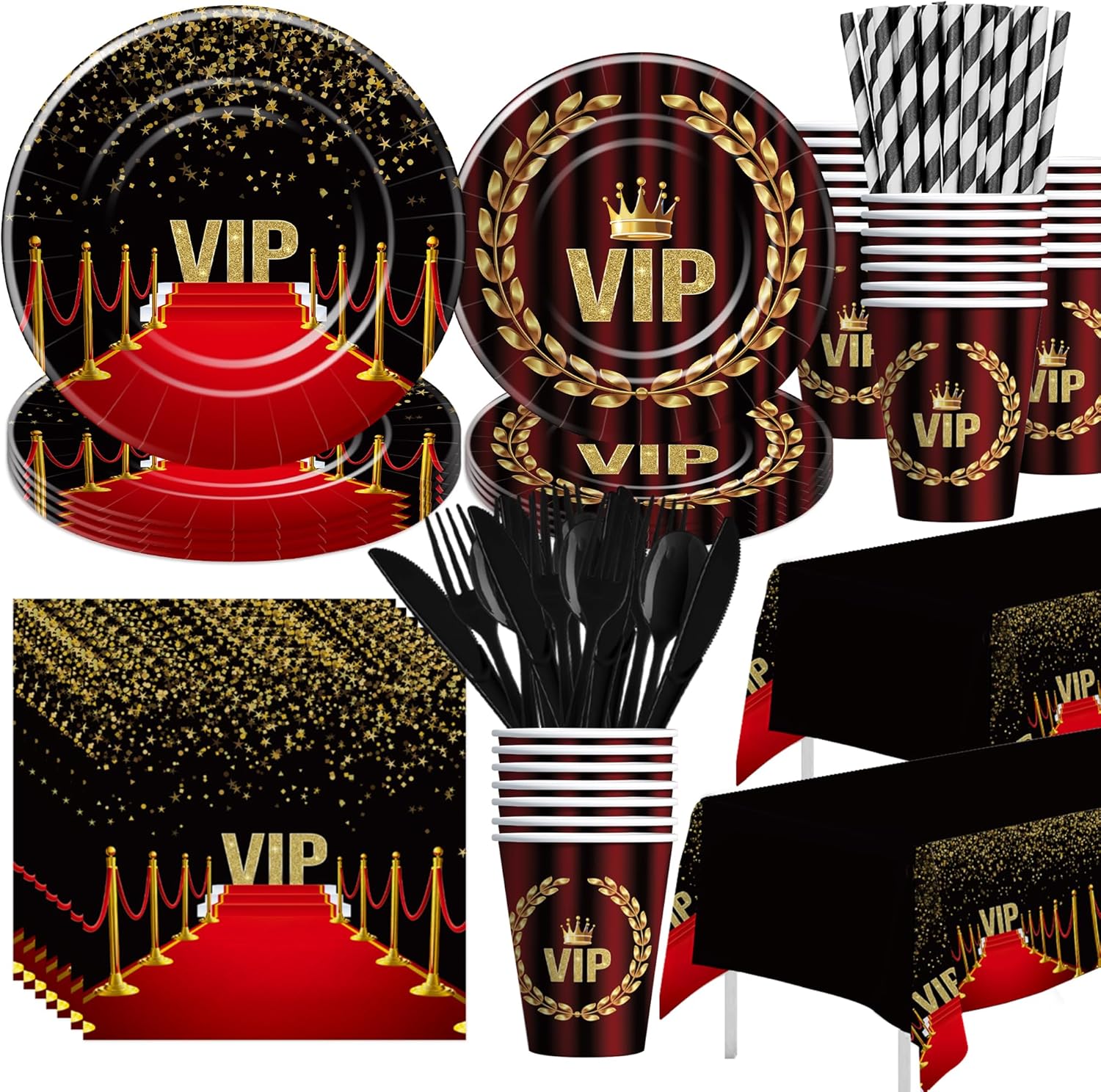VIP Red Carpet Party Tableware Set for 24 Guests