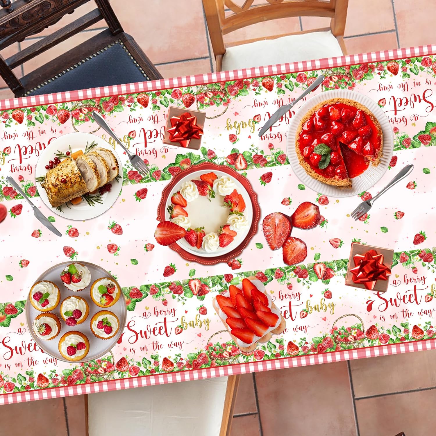 Strawberry Baby Shower Tablecloth Set of 3