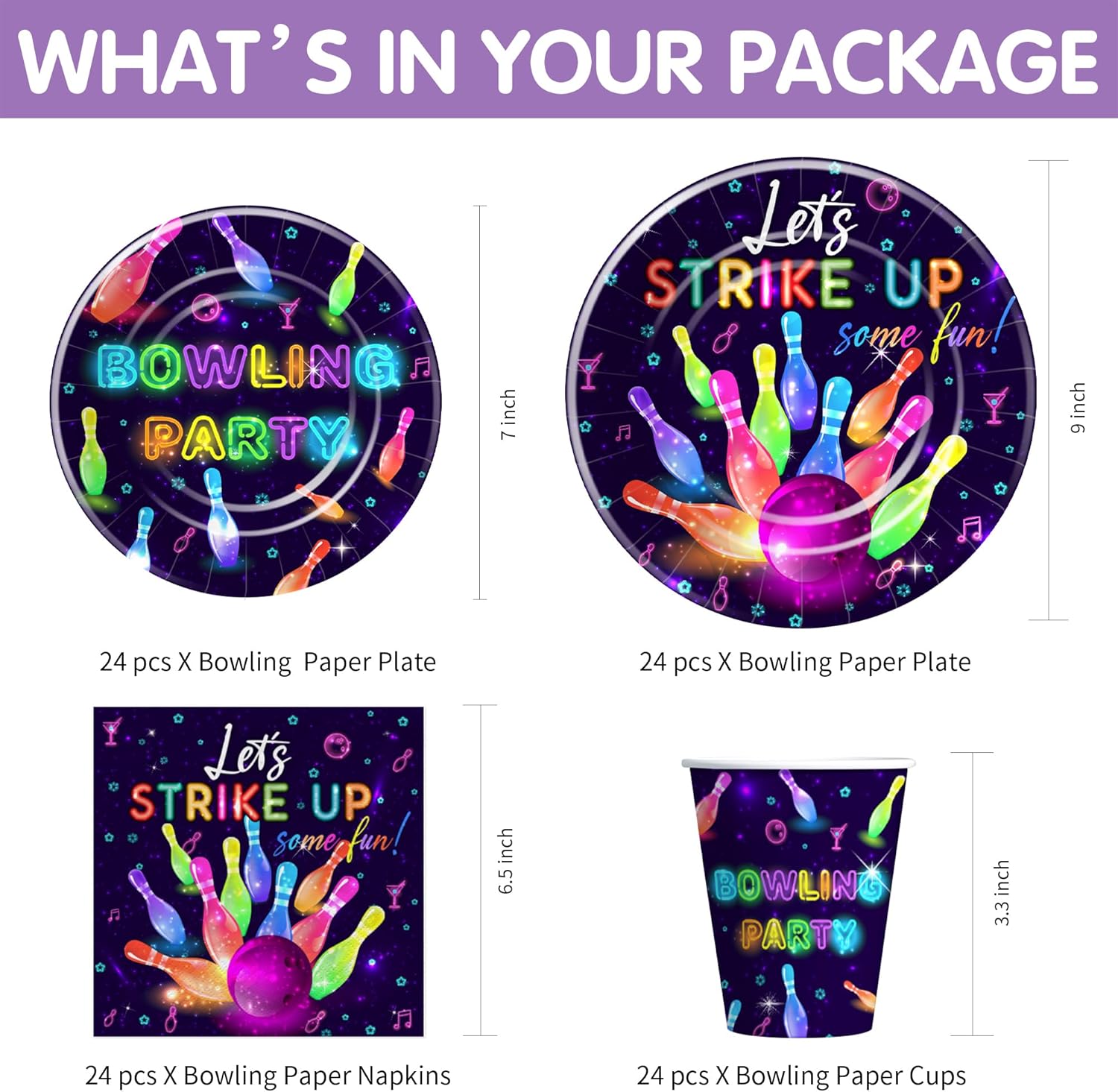 Bowling Party Decorations Set for 24 Guests