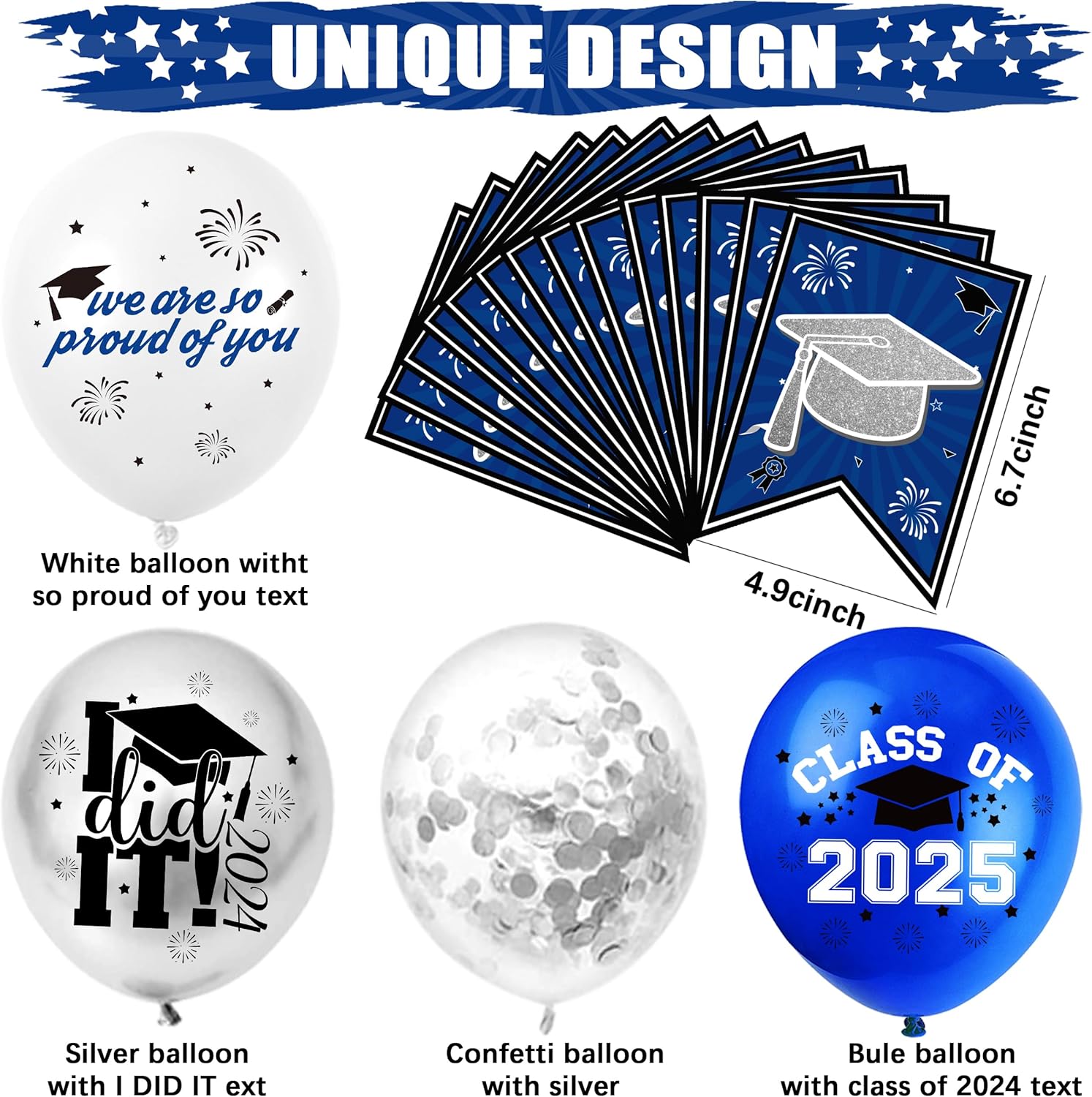 Blue Silver Graduation Party Decorations 2025