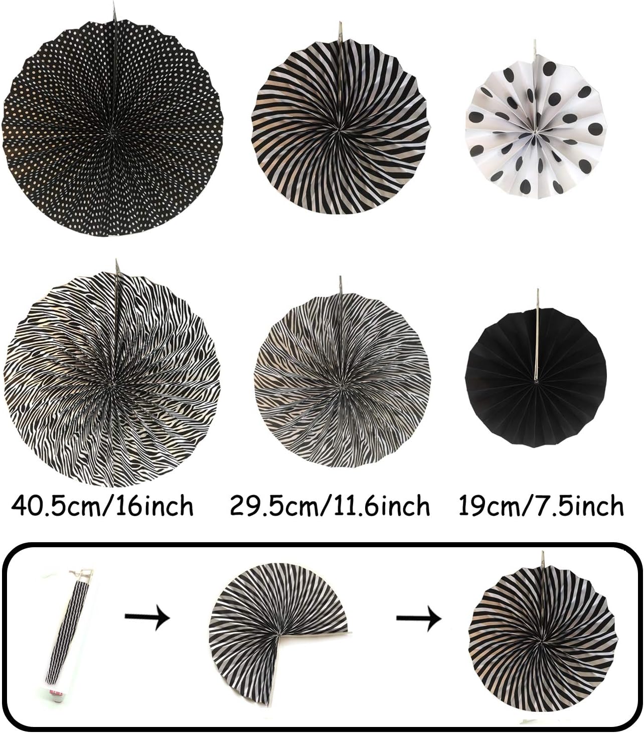 ZERODECO Black and Gold Party Decor Fans and Banners